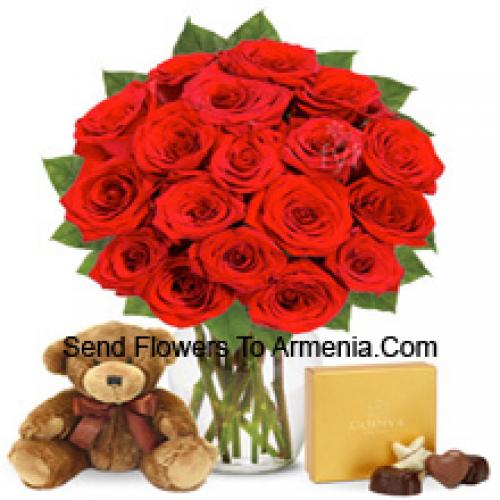 11 Roses with Yummy Chocolates and Teddy