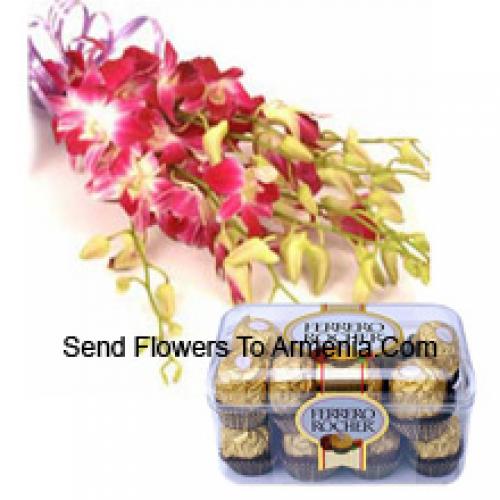 Charming Pink Orchids with 16 Pcs Ferrero Rochers