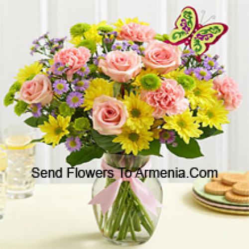 25 Roses, Carnations and Gerberas