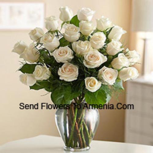 Ravishing 25 White Roses