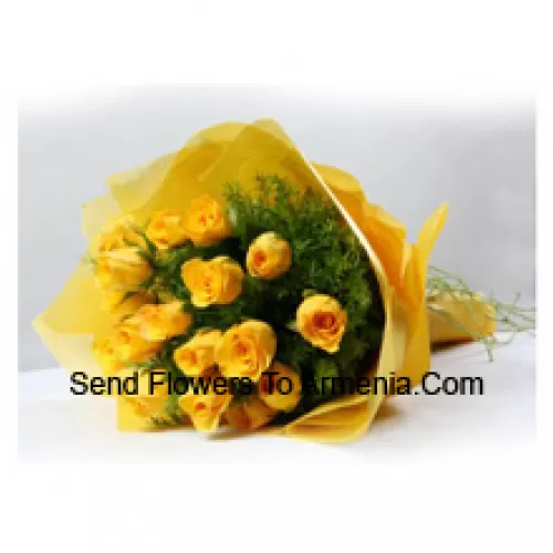 Bunch Of 19 Yellow Roses With Seasonal Fillers