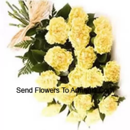 Bunch Of 19 Yellow Carnations With Seasonal Fillers