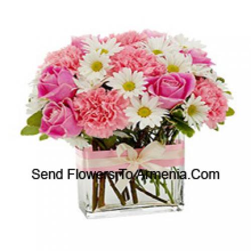 Beautiful Pink Roses and Carnations