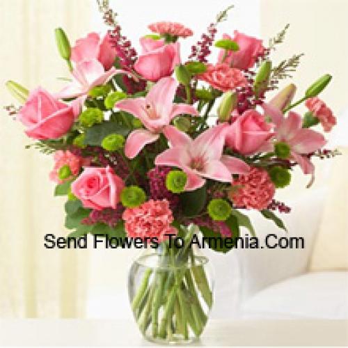 Cute Pink Roses, Carnations and Lilies