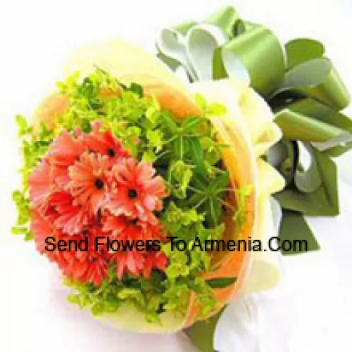 A Beautiful Bunch Of 19 Orange Gerberas With Seasonal Fillers