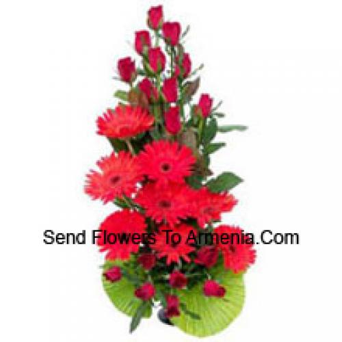 Radiant Red Roses and Gerberas