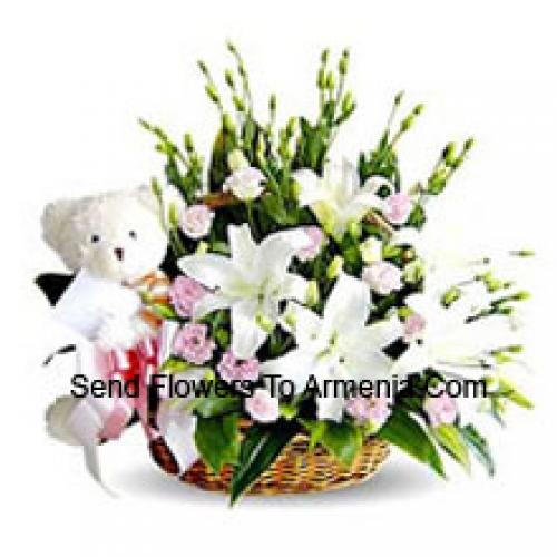 Lilies and Carnation Cute Basket