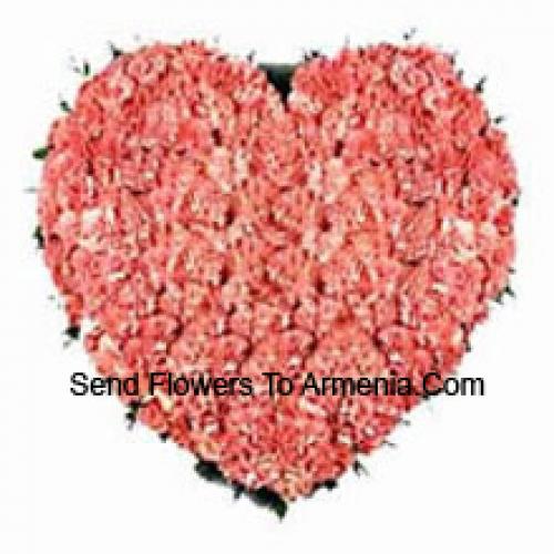 101 Pink Heart Carnations