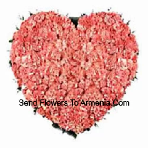 Heart Shaped Arrangement Of 101 Pink Carnations