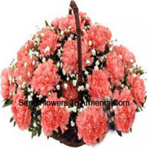 25 Pink Carnation Basket