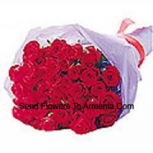 Beautifully Wrapped Bunch Of 25 Red Roses