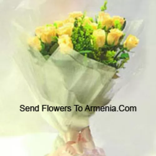 Bunch Of 11 Yellow Roses With Seasonal Fillers