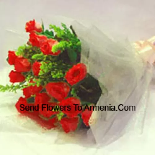 Bunch Of 11 Red Roses With Fillers