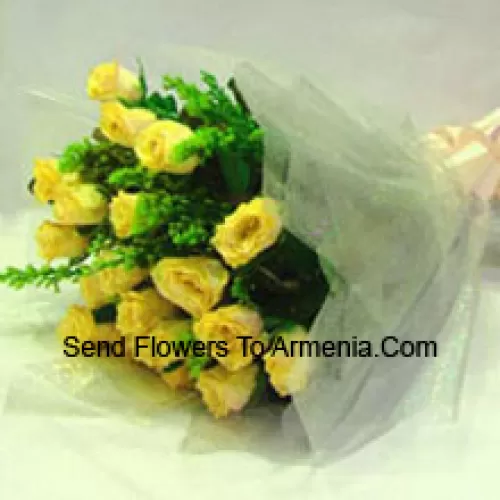 Bunch Of 11 Yellow Roses With Seasonal Fillers