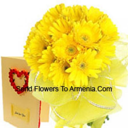 Yellow Gerberas Bunch With Card