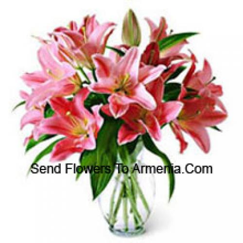 Cute Lilies in Glass Vase