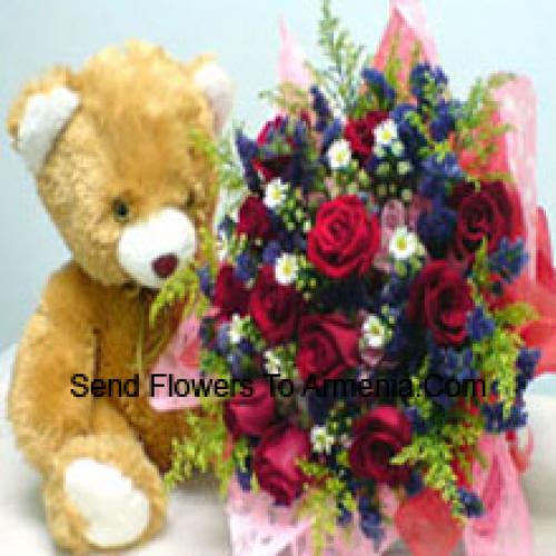 11 Red Roses with Sweet Teddy