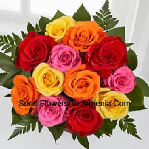 Bunch Of 11 Mixed Colored Roses