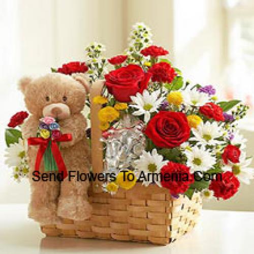 Adorable Assorted Flowers with Cute Teddy