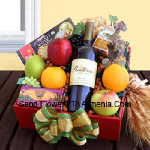 Assorted Gift Basket with Wine